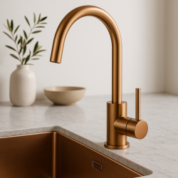 Quadri York mitigeur de cuisine PVD cuivre brossé avec bec pivotant 1208955906